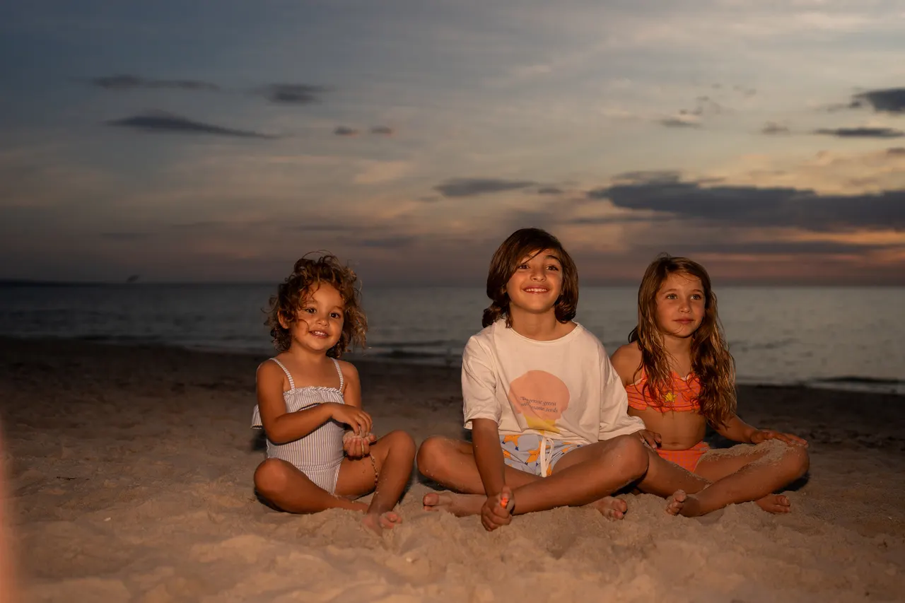 Children enjoying the beach on a family vacation