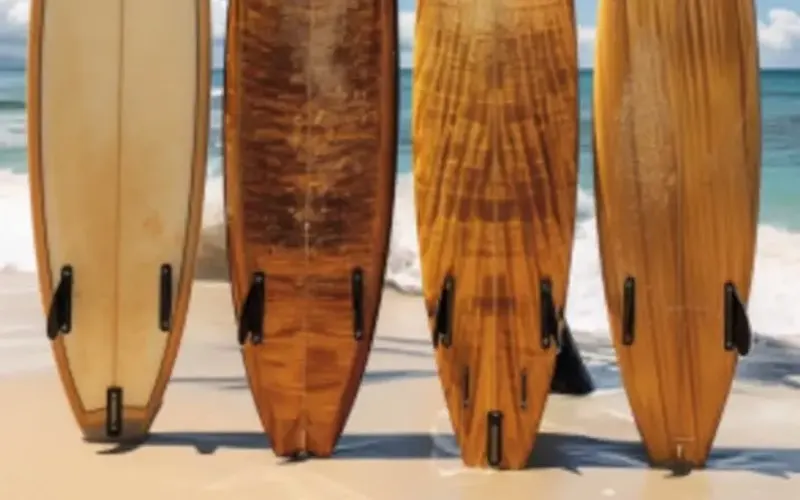 Surfboards standing in the sand on Oahu